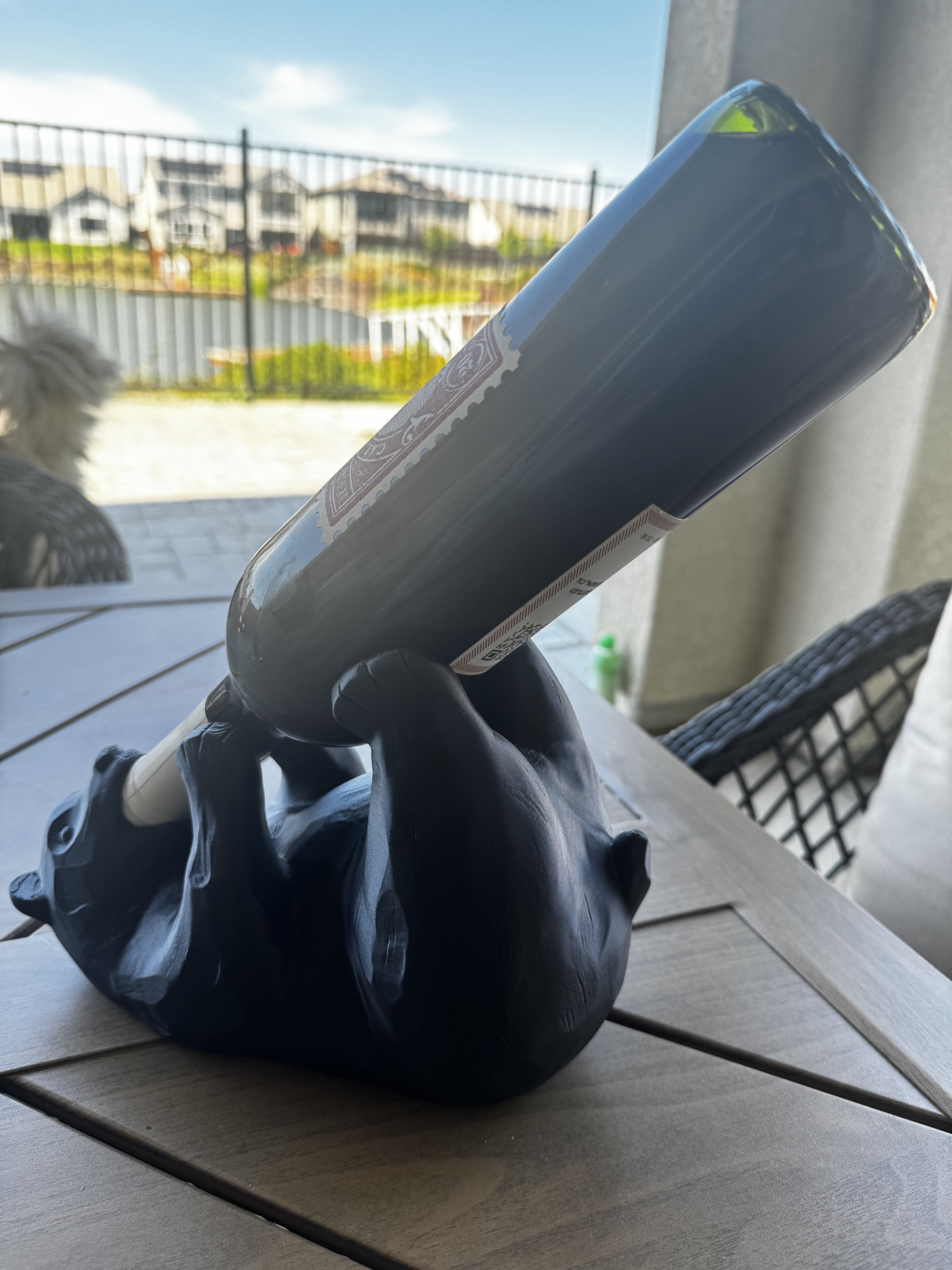 3D Printed Bear Wine Bottle Holder - Rustic Cabin Decor