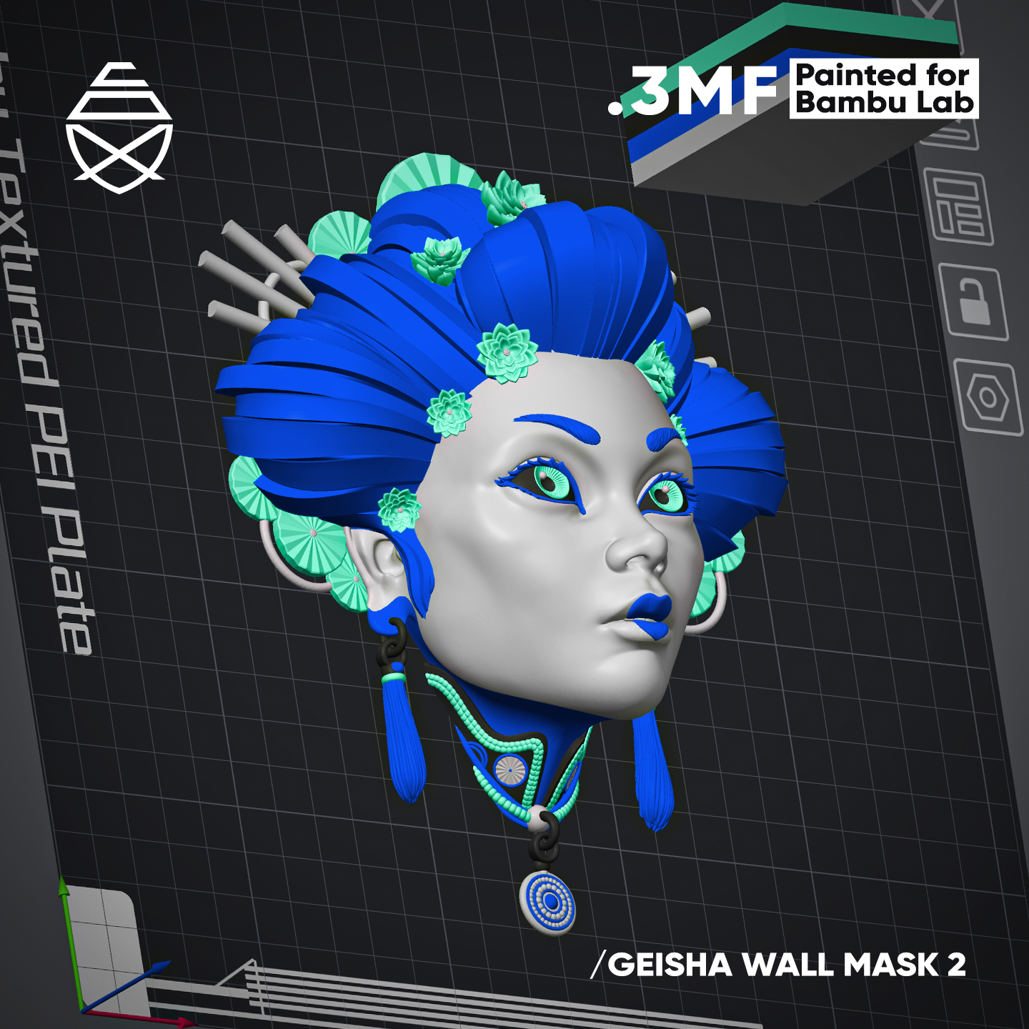 GEISHA WALL MASK - 3D Printed Wall Decor