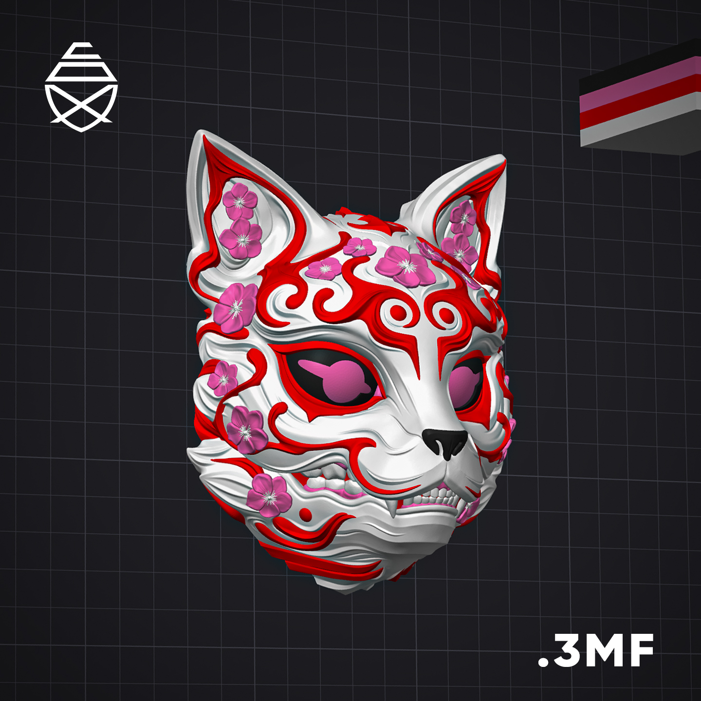 KITSUNE WALL MASK - 3D Printed Wall Decor - Image 2
