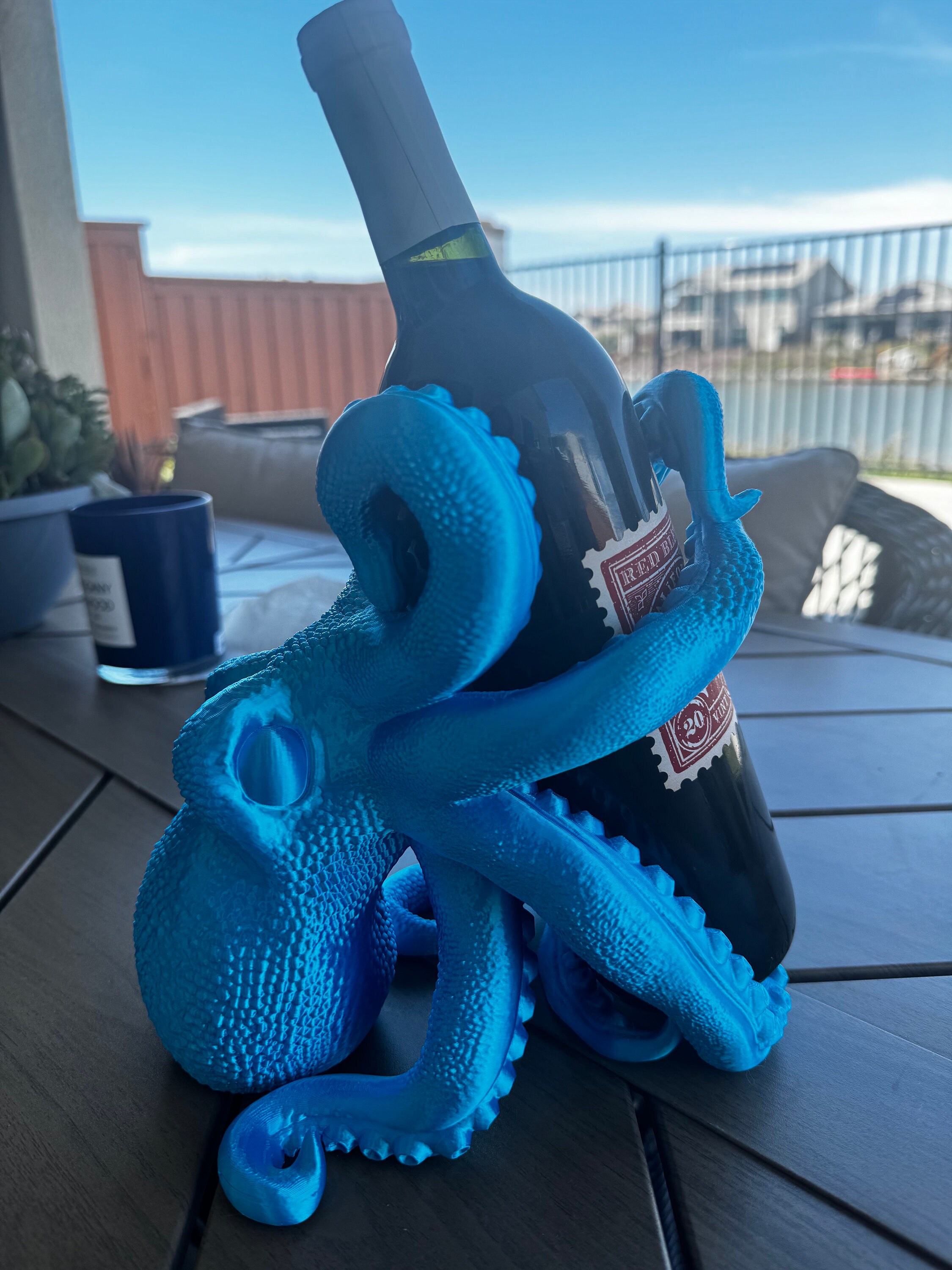 3D Printed Octopus Wine Bottle Holder - Nautical Decor Gift