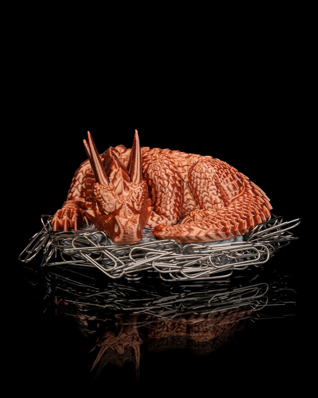 Dragon Nest Paper Clip Holder - 3D Printed Dragon Collectible