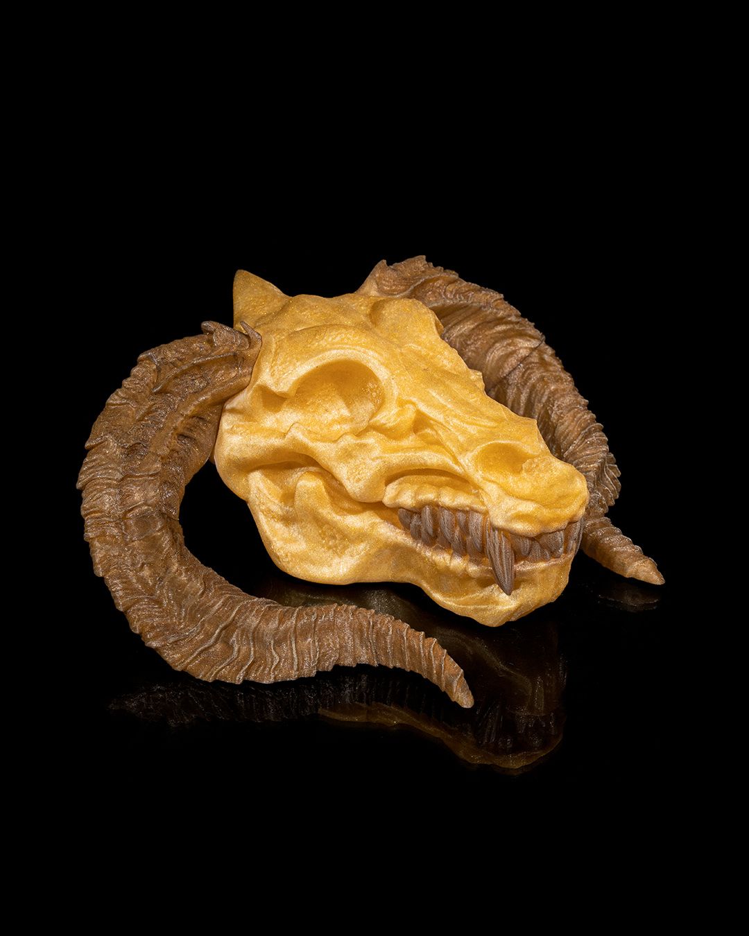 Gold Dragon Skull - 3D Printed Dragon Collectible - Image 4
