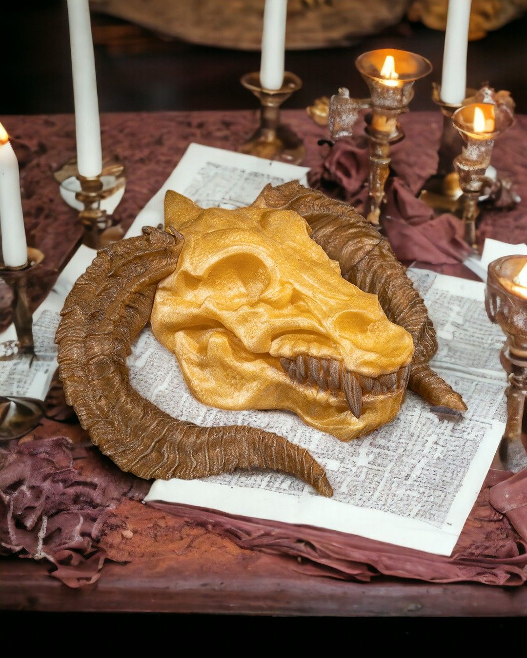 Gold Dragon Skull - 3D Printed Dragon Collectible - Image 5