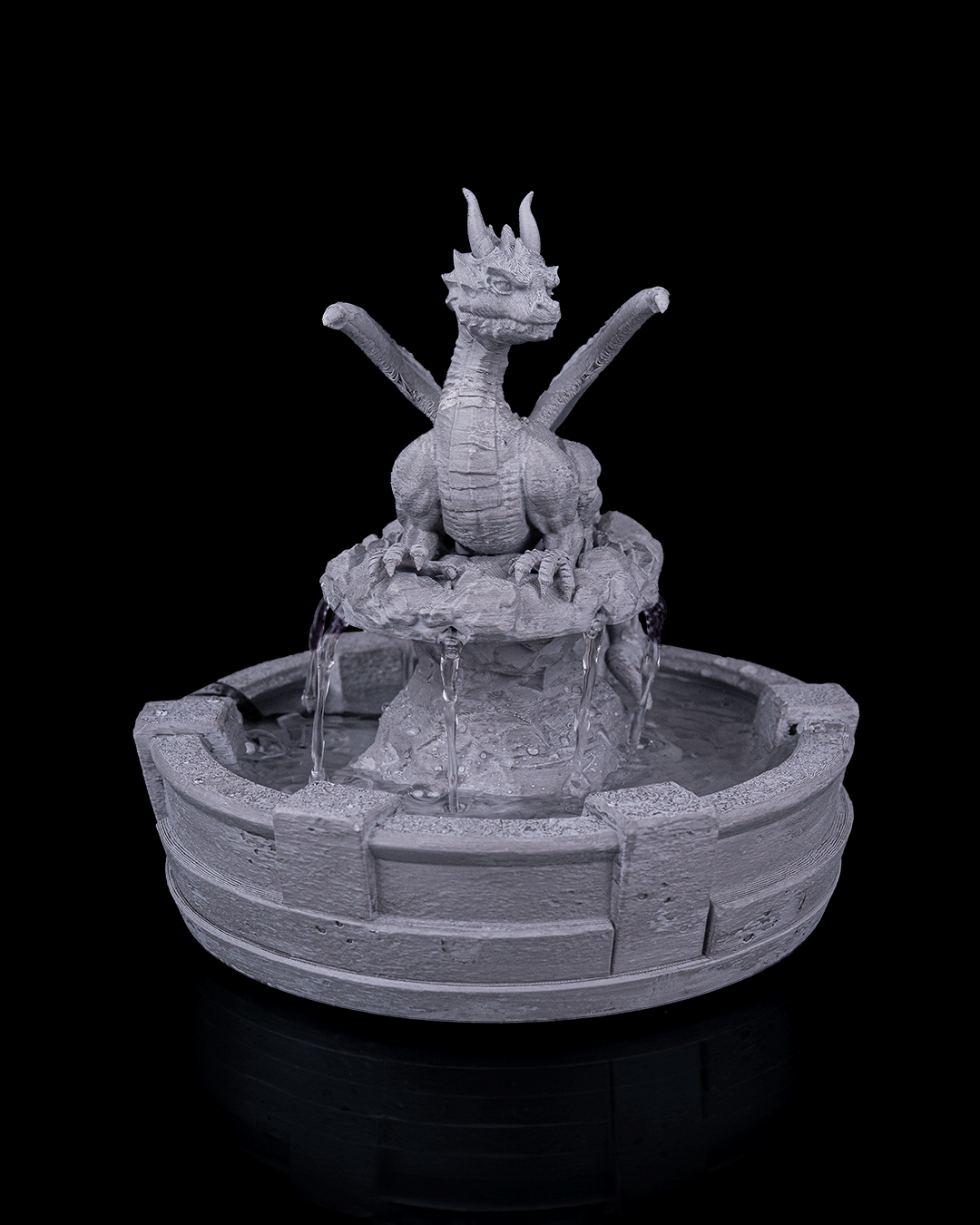 Resting Guardian Tabletop Fountain - 3D Printed Dragon Collectible